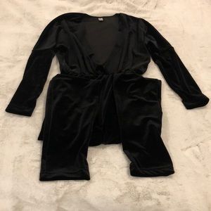 American apparel deep v velvet jumpsuit